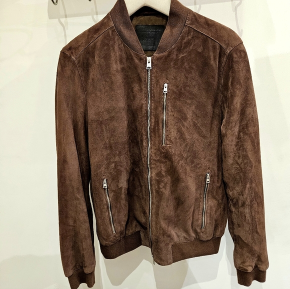 All Saints Leather Suede Bomber Jacket (L)